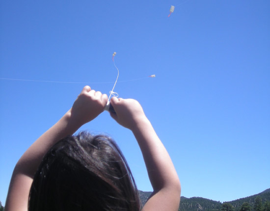 We let our kites soar! (Yes, those are kites way way up there!)